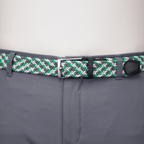 Green, White, Light Grey, & Charcoal Elastic Belt